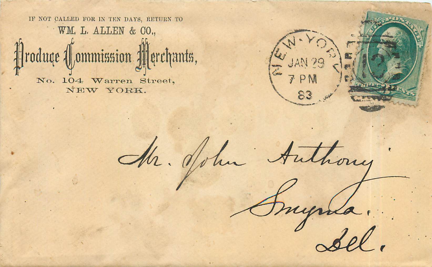Lettre Covers Etats-Unis 3c New York 