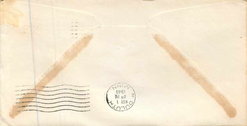 Lettre Covers Etats-Unis  First Flight AM 86 1948 — Rückseite