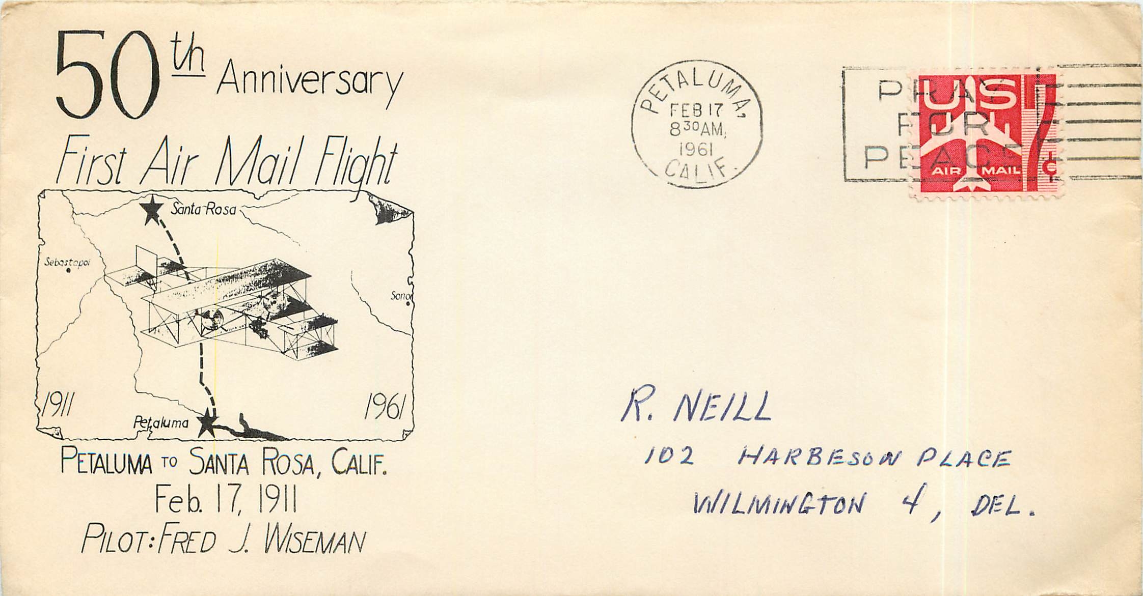 Lettre Cover Pateluma to Santa Rosa California 1911