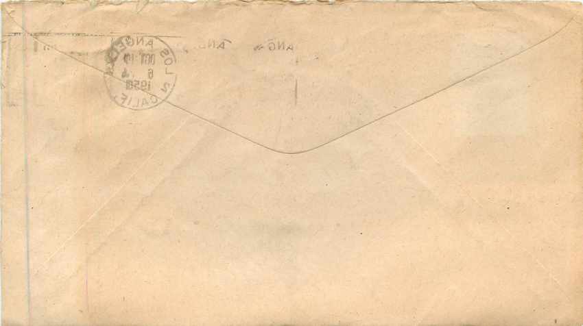 Lettre Cover 1950 Los Angeles — Rückseite