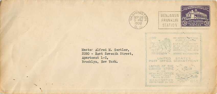 Lettre Cover Washington 1932 Avion 
