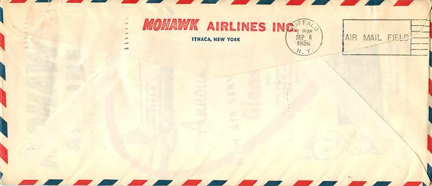 Lettre Cover 1956 Mohawk Arilines Glens Falls — Verso