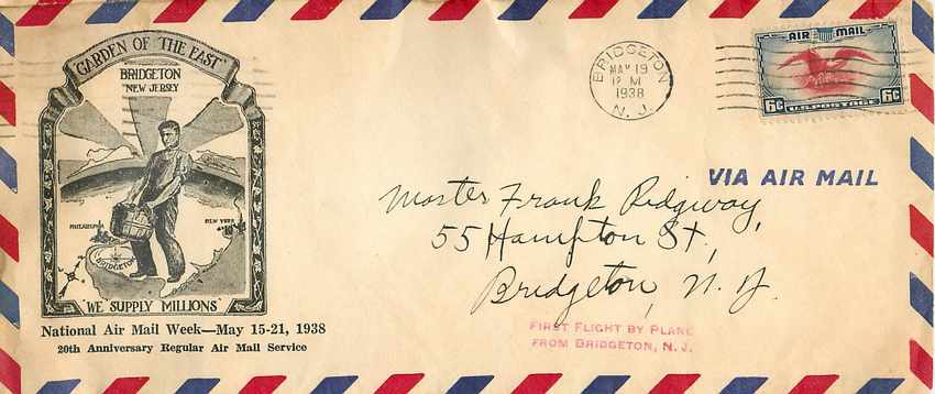 Lettre Cover Bridgeton New Jersey 1938