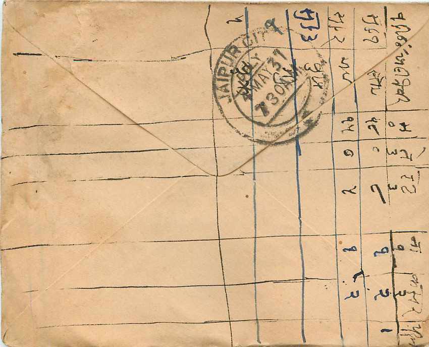 Postal Stationary Entier Postal Inde India Gwalior — Rückseite