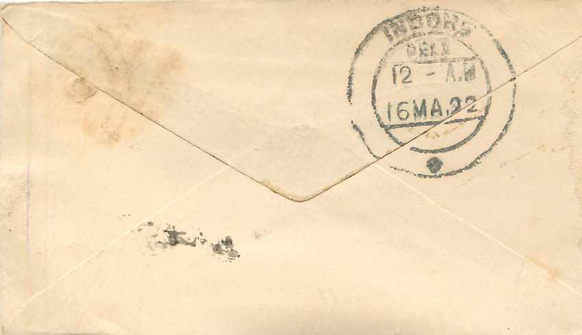 Inde India Gwalior Entier Postal Stationary  — Rückseite