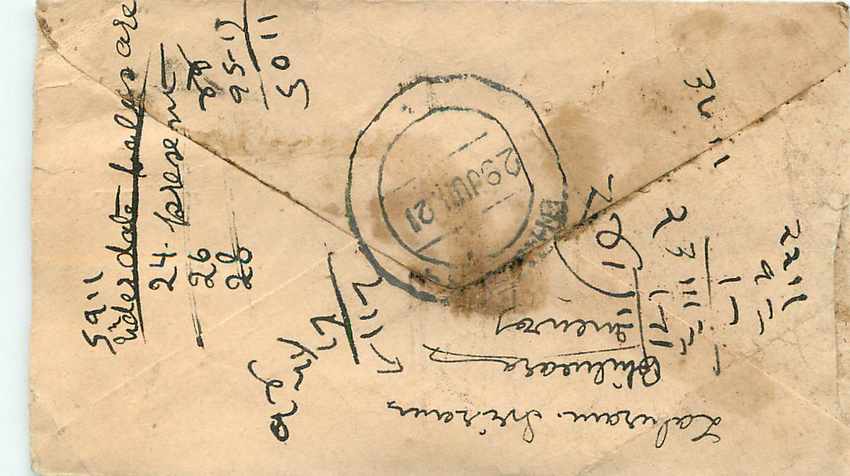 Inde India Gwalior Entier Postal Stationary  — Rückseite