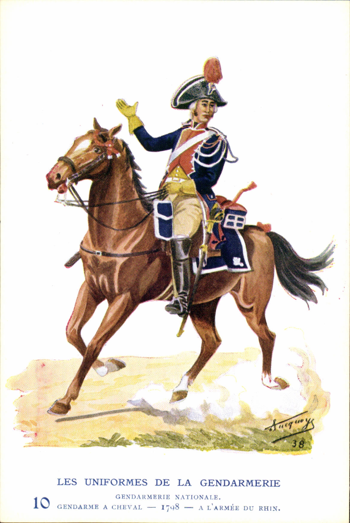 CPA Les uniformes de la gendarmerie MArechausee Gendarme a cheval Armee du Rhin 1798 Metiers