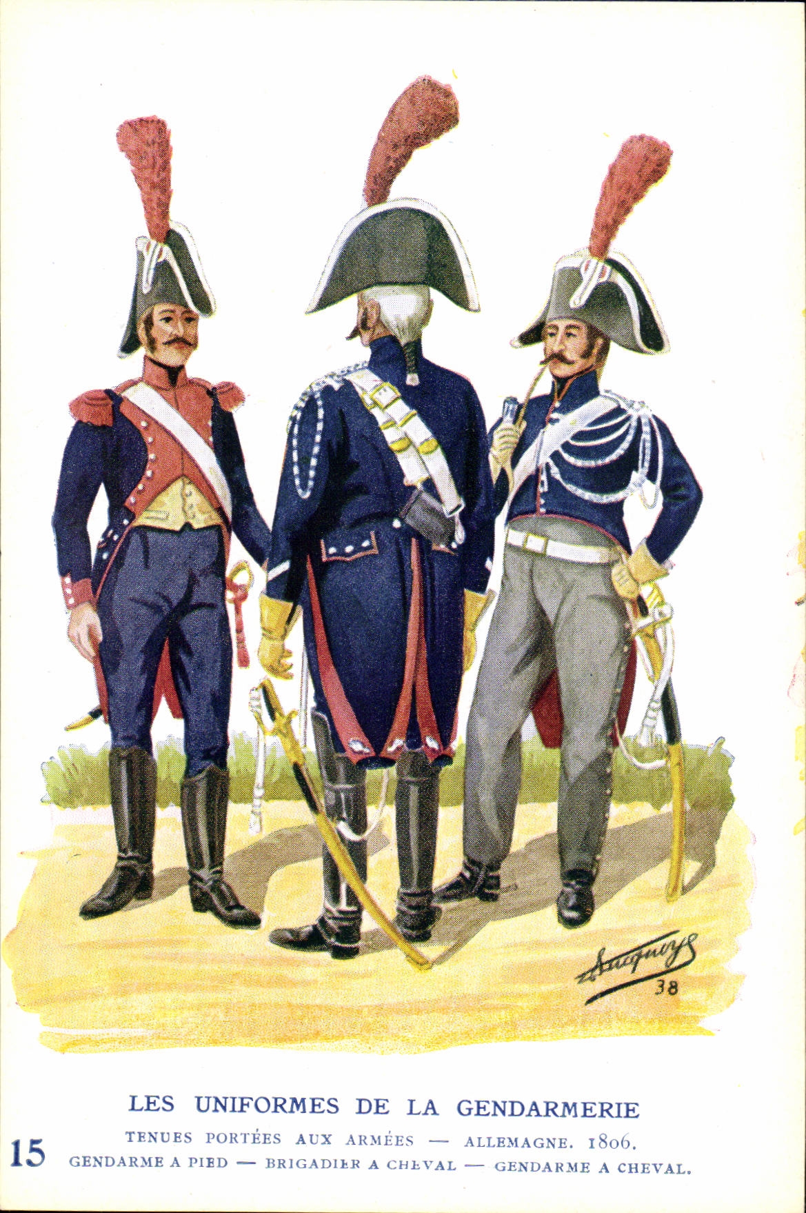 CPA Les uniformes de la gendarmerie MArechausee Brigadier Gendarme cheval 1806 Allemagne Germany Metiers
