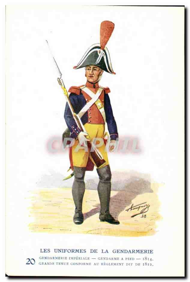 CPA Les uniformes de la gendarmerie MArechausee Gradne tenue au reglement dit de 1812 Metiers