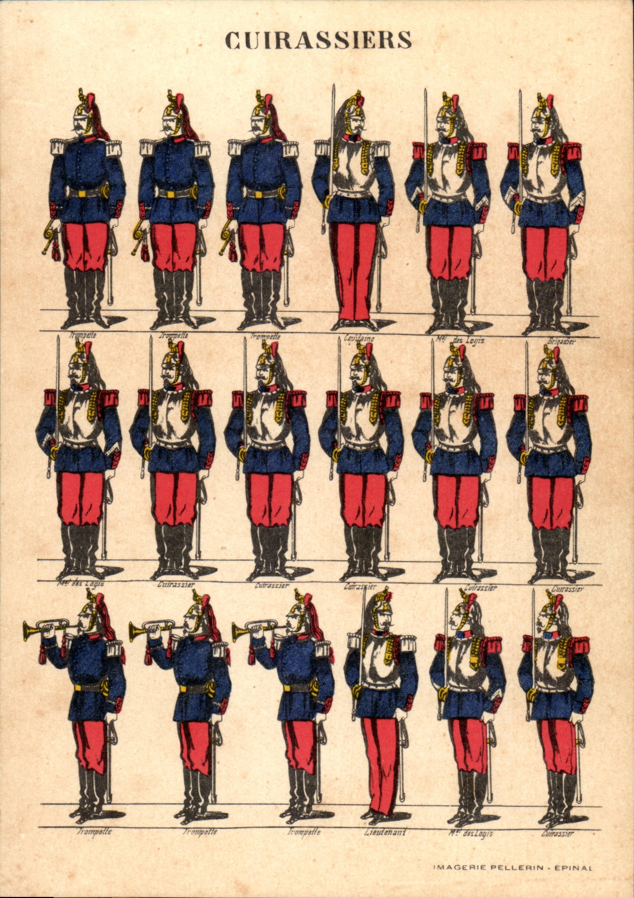 CPA Les uniformes Cuirassiers Militaria Metiers