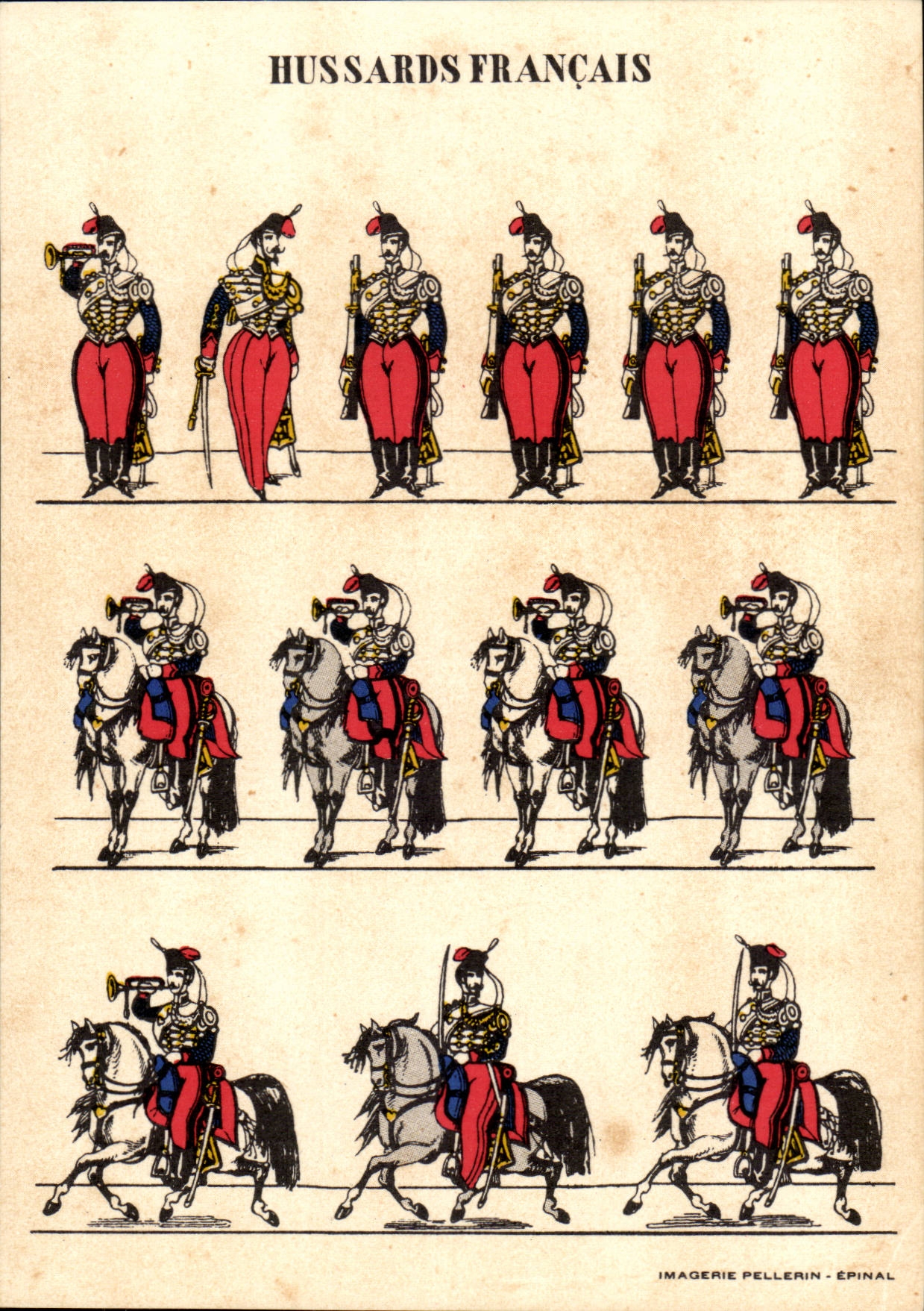 CPA Les uniformes Hussards francais Militaria Metiers