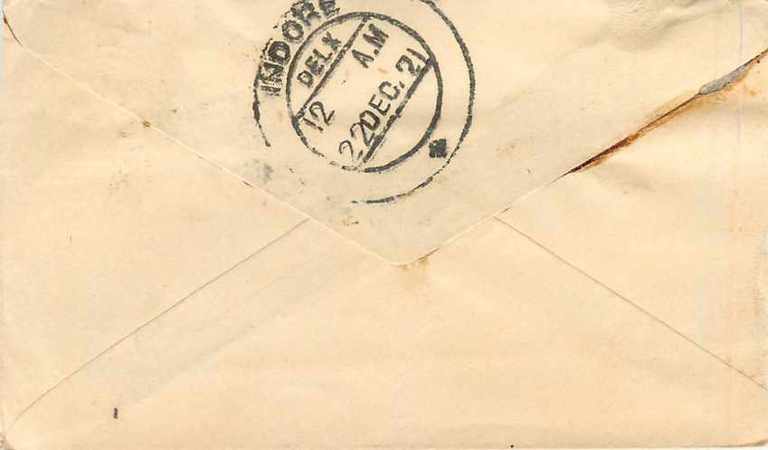 Inde India Gwalior Entier Postal Stationary  — Rückseite