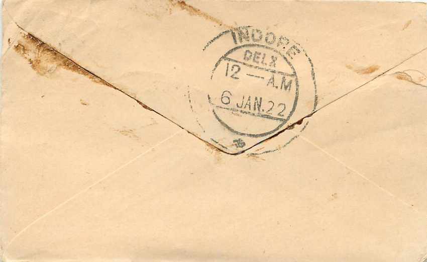 Inde India Gwalior Entier Postal Stationary  — Rückseite