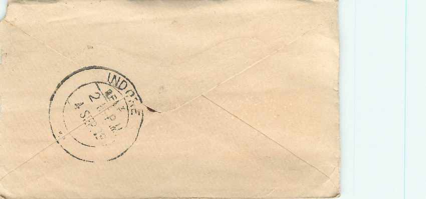 Inde India Gwalior Entier Postal Stationary  — Verso