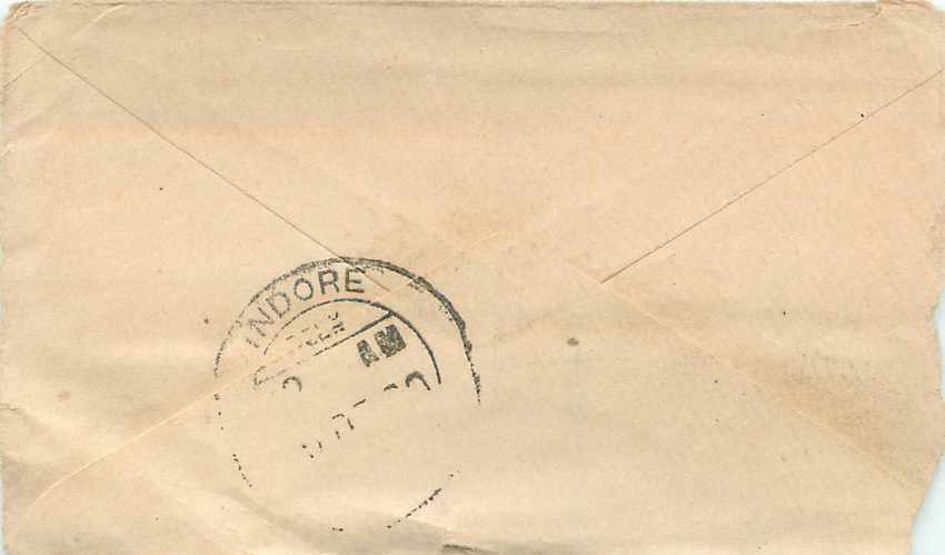 Inde India Gwalior Entier Postal Stationary  — Verso