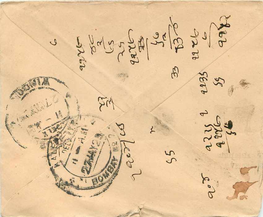 Inde India Gwalior Entier Postal Stationary  — Rückseite