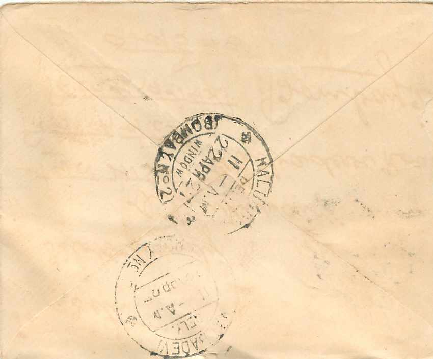 Inde India Gwalior Entier Postal Stationary  — Rückseite