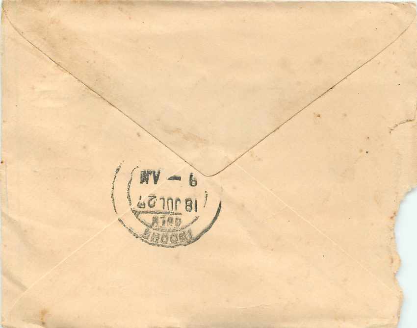 Inde India Gwalior Entier Postal Stationary  — Rückseite