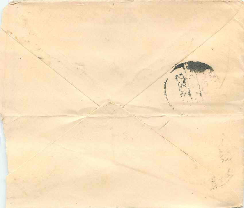 Carte postale indienne — texte en écriture devanagari — timbre 1/2 anna et cachet postal — Rückseite