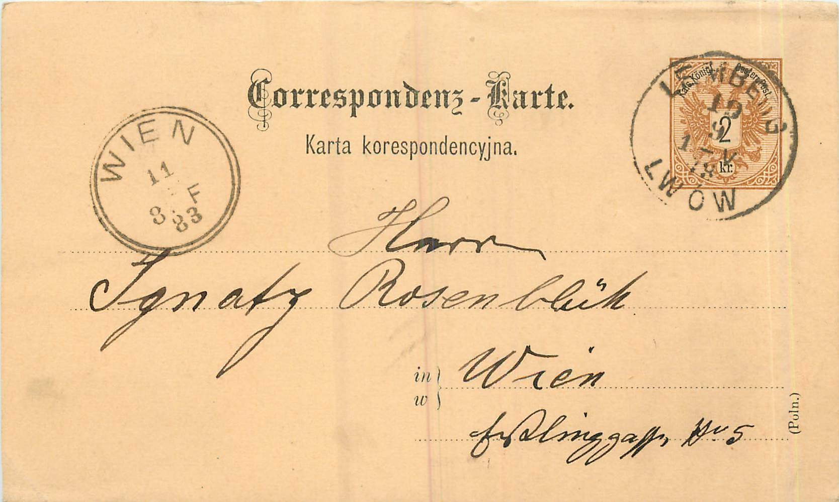 Entier Postal Stationary Autriche 1883 for Wien