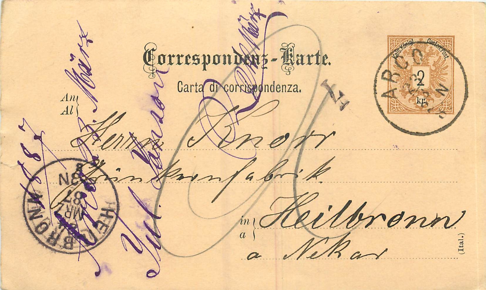 Entier Postal Stationary Autriche 1887 for Wien