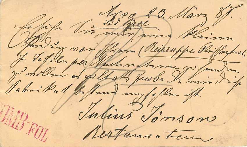 Entier Postal Stationary Autriche 1887 for Wien — Back