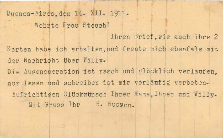 Entier Postal Stationary Argentina 1911 for Hamburg Germany — Rückseite
