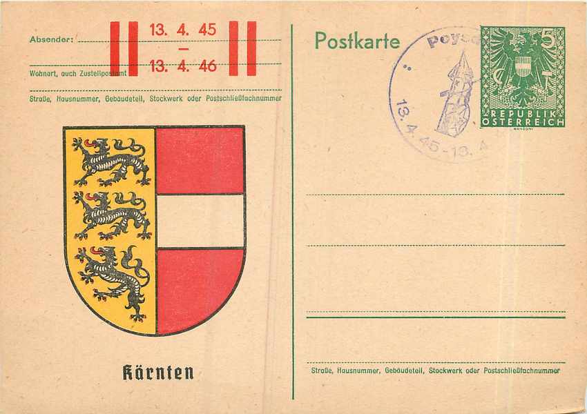 Entier Postal Stationary  Autriche 1945 Lion