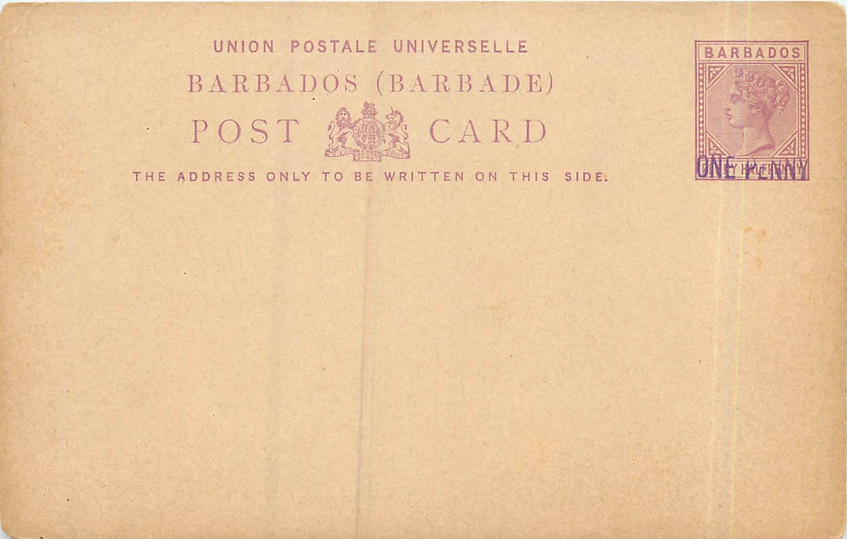 Entier Postal Stationary Barbados Barbade 1p