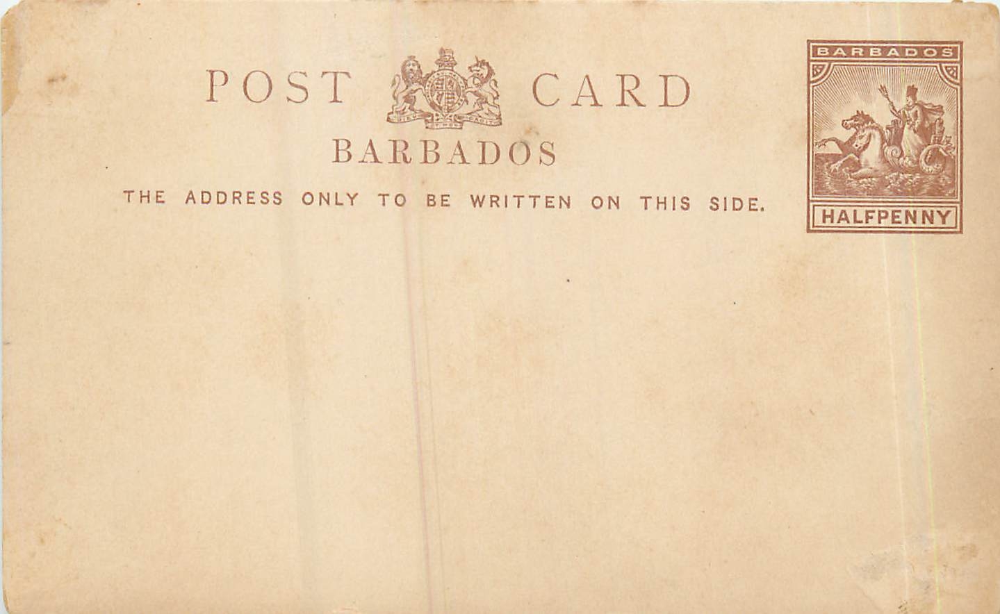 Entier Postal Stationary Barbados Barbade 1/2p