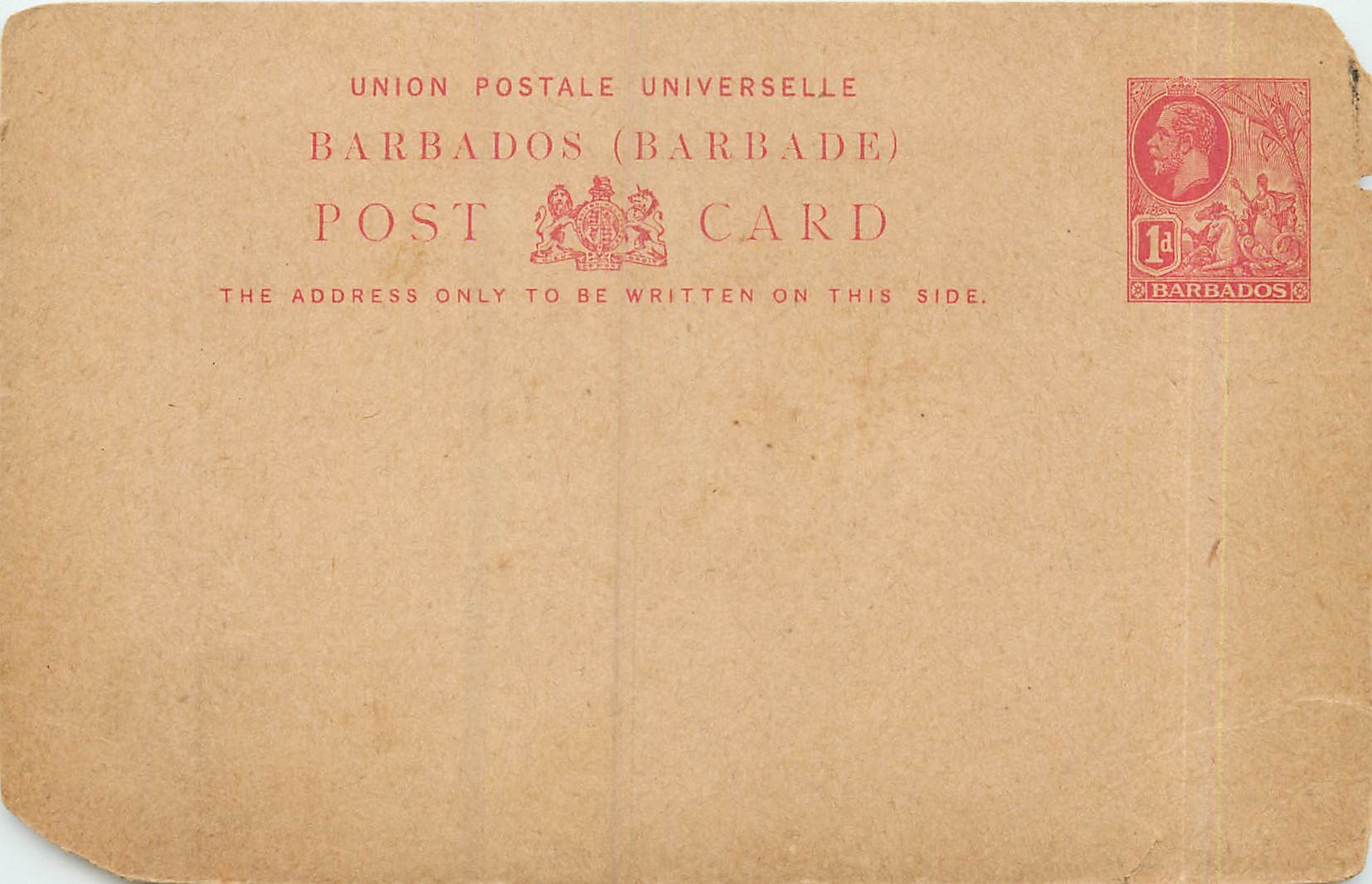 Entier Postal Stationary Barbados Barbade 1p