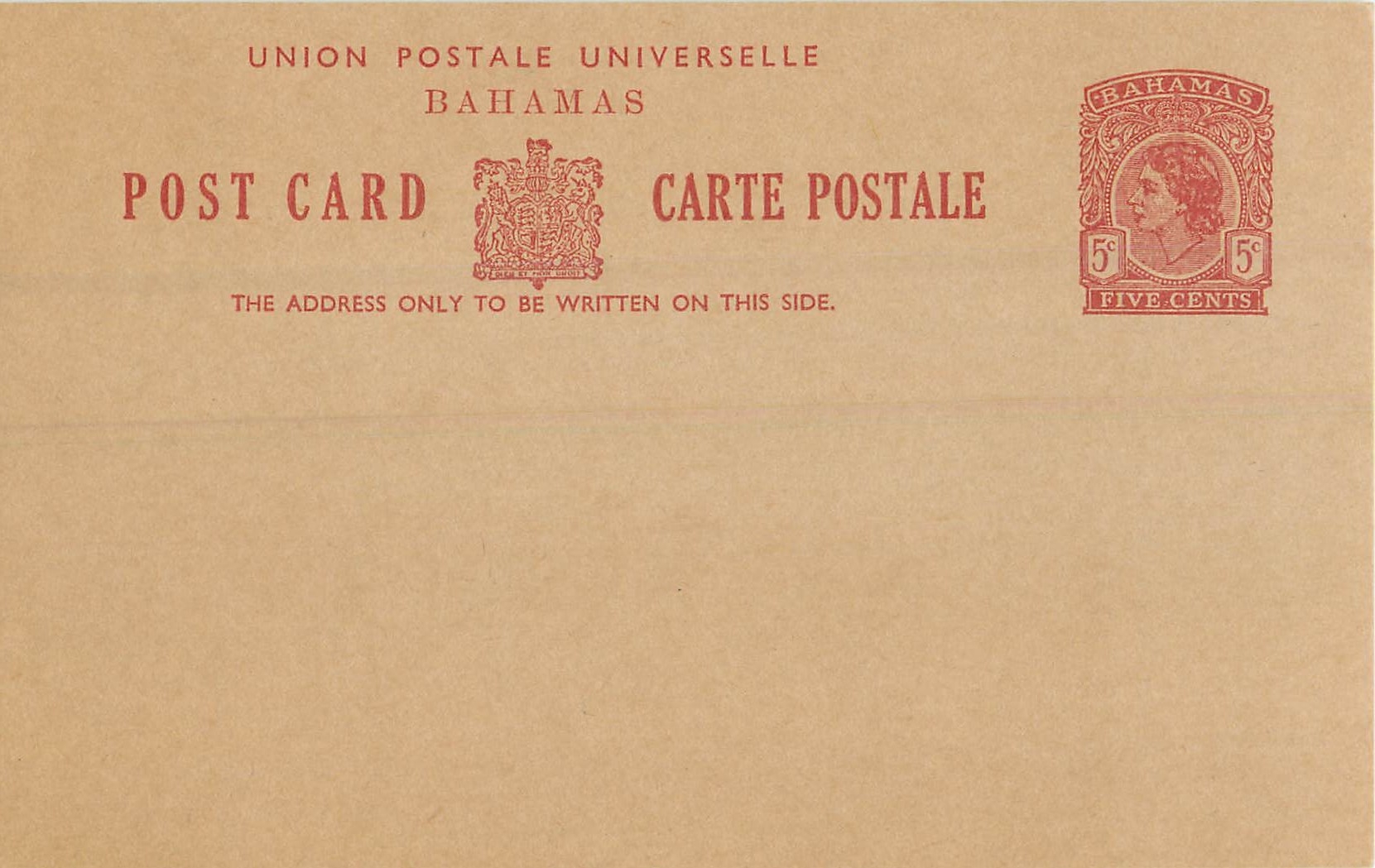 Entier Postal Stationary Bahamas 5c