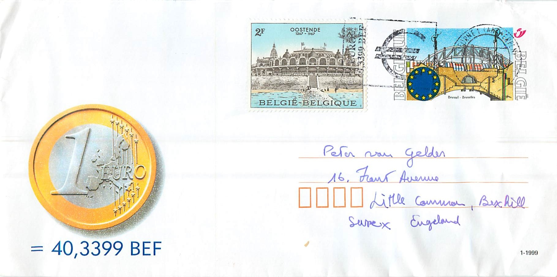 Entier Postal Stationary Belgique Pont Bruxelles