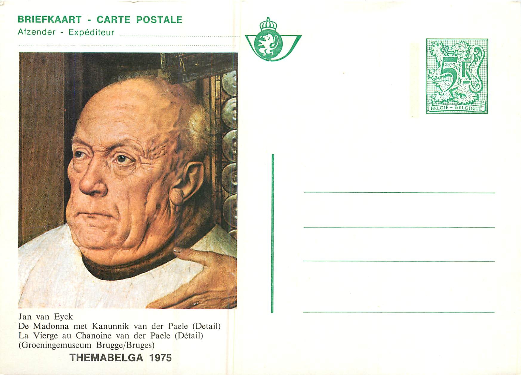 Entier Postal Postal Stationary Belgique Jan Van Eyck Lion Themabalga 1975