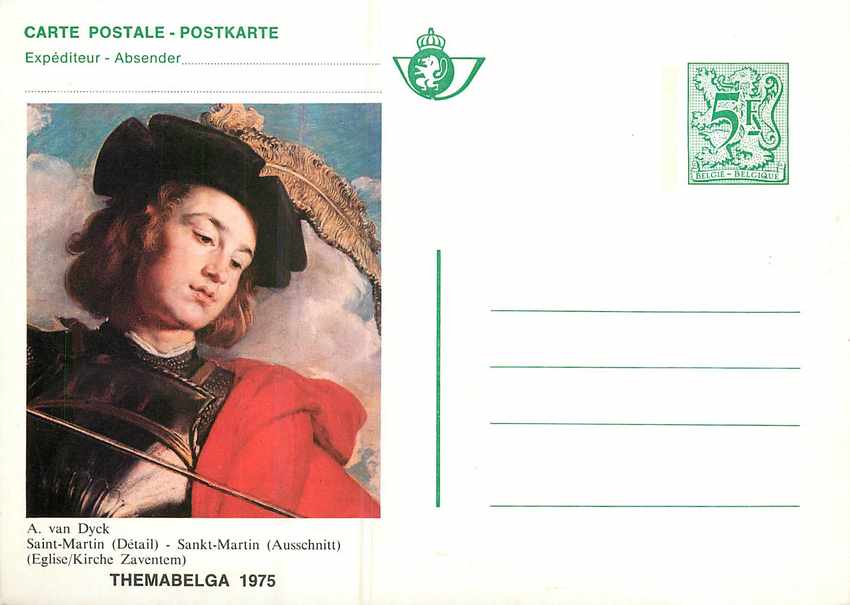Entier Postal Postal Stationary Belgique A Van Dyck Themabalga 1975