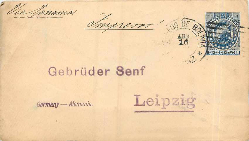 Entier Postal Postal Stationary Bolivie Bolivia 