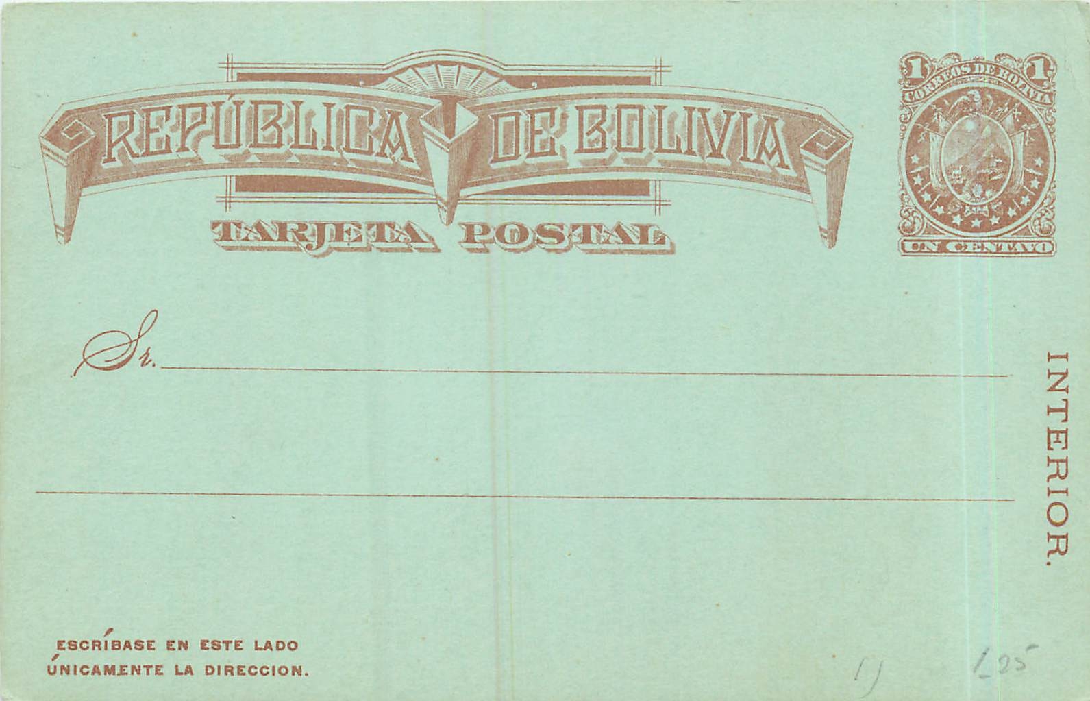 Entier Postal Postal Stationary Bolivie Bolivia 