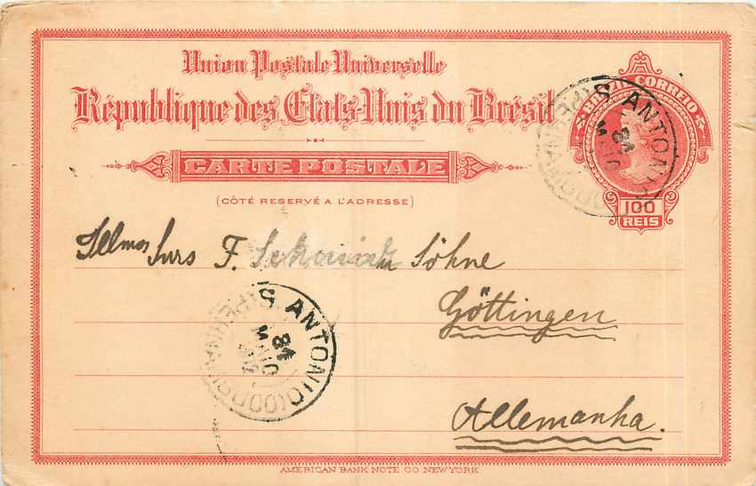 Postal Stationary Entier Postal Bresil Brazil 1912 for Germany