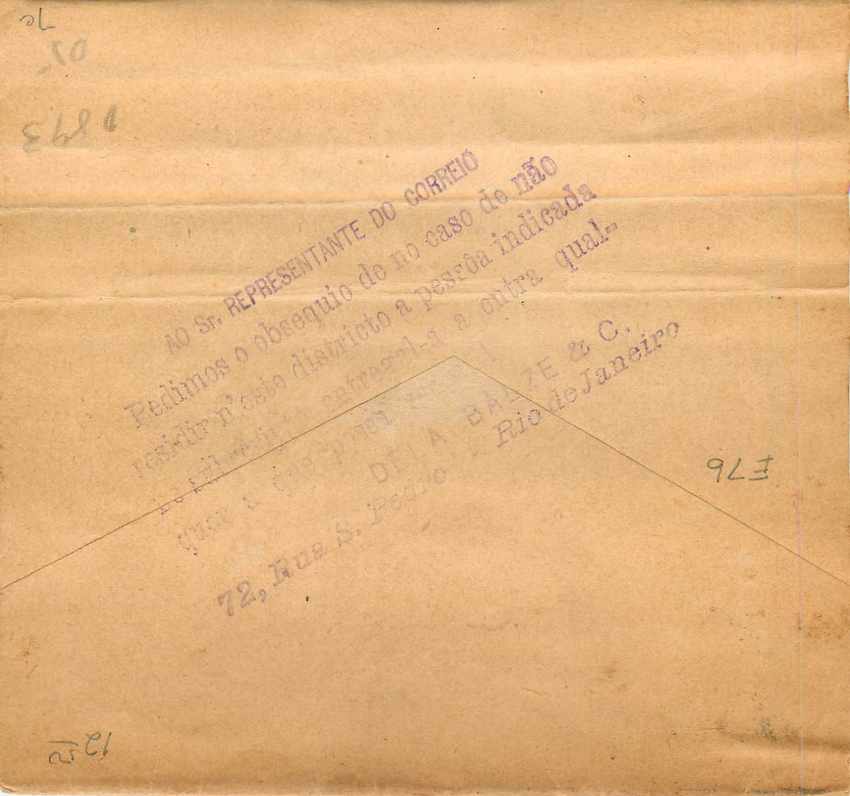 Postal Stationary Bresil Brazil 20 R — Rückseite