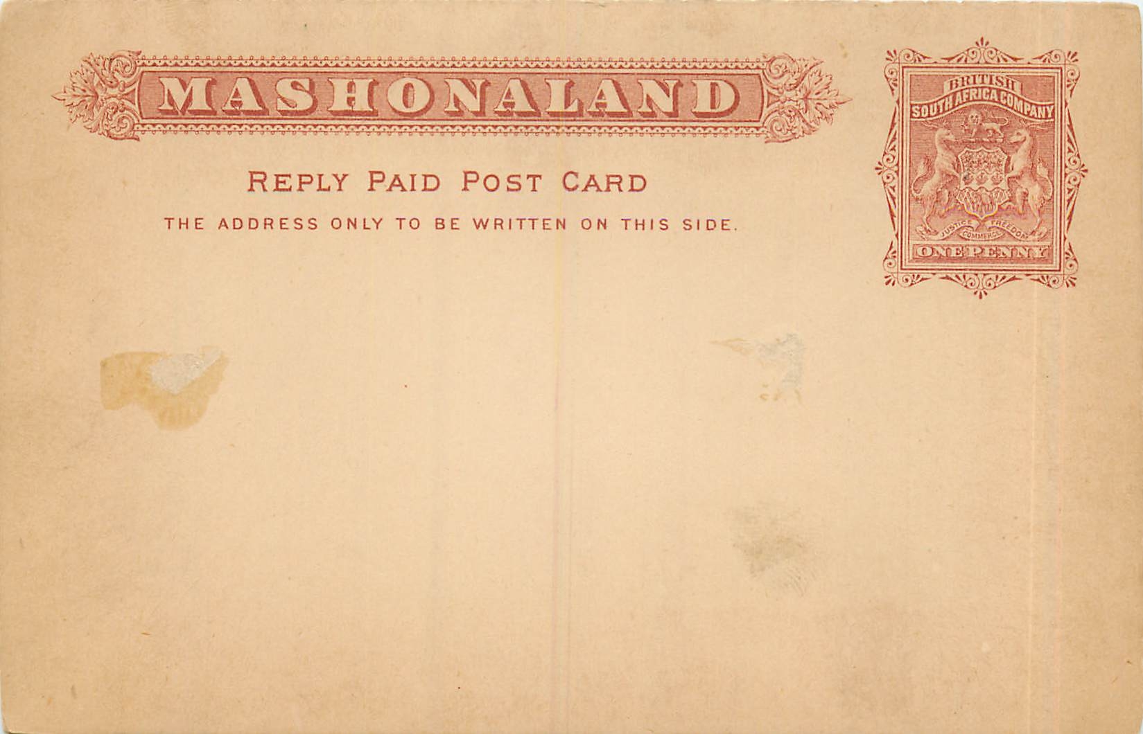 Postal Stationary Mashonaland South Africa 