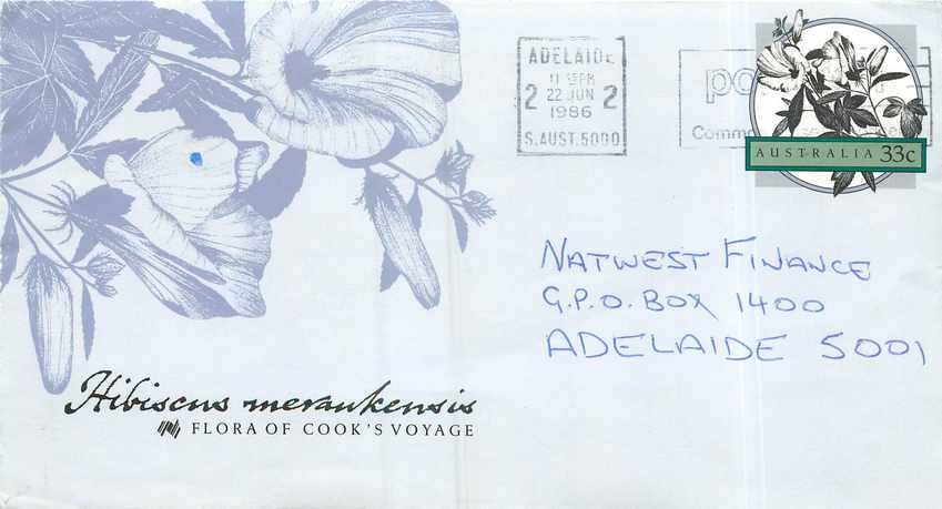 Postal stationary Australia 1986 Fleurs Cook