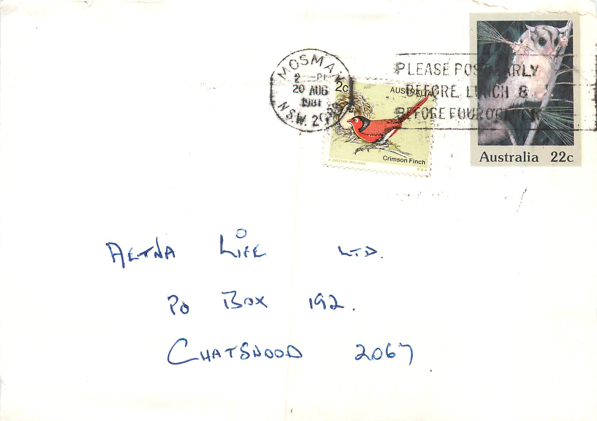 Postal stationary Australia 1981 Rongeur Souris