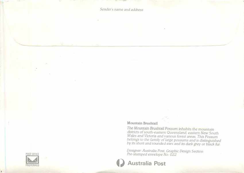 Postal stationary Australia 198? Rongeur Souris — Rückseite