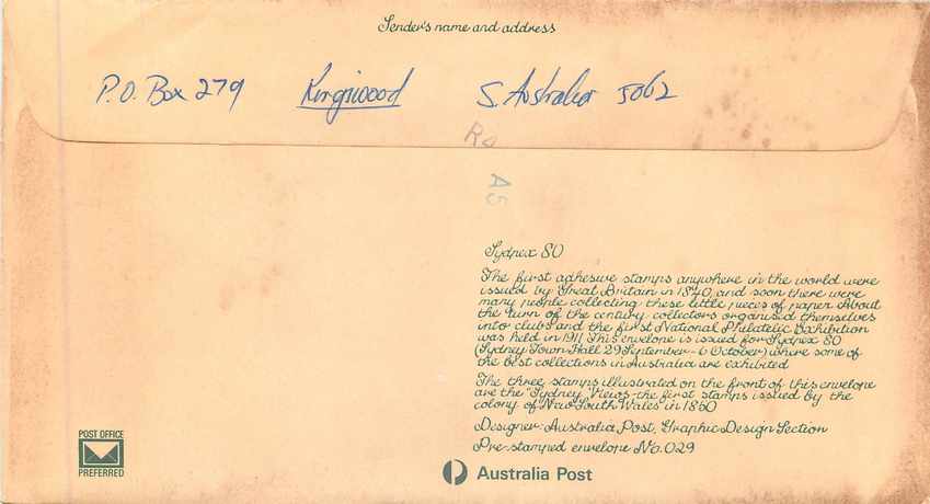 Sydney Post Office 1850 — Verlag Australia Post, Nr. 029 — Rückseite