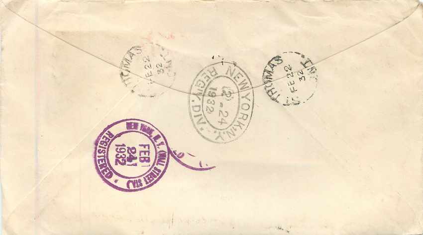 Postal stationary Canada 1932 for New York — Back
