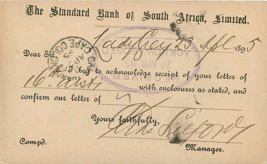 Entier Postal Stationary Cape of Good Hope 1/2p for local use 1893 — Rückseite