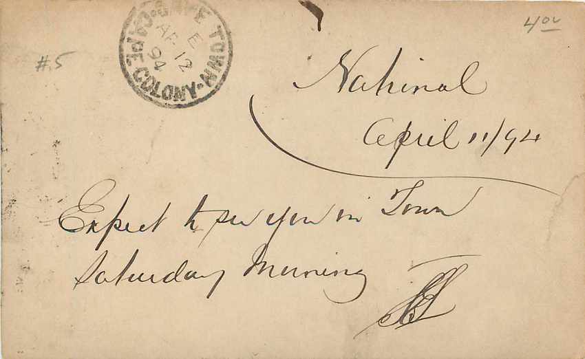 Entier Postal Stationary Cape of Good Hope 1/2p for local use 1894 — Back