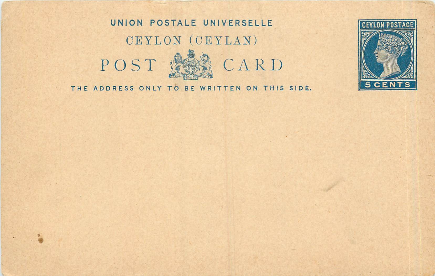 Entier Postal Stationary Ceylon  5p