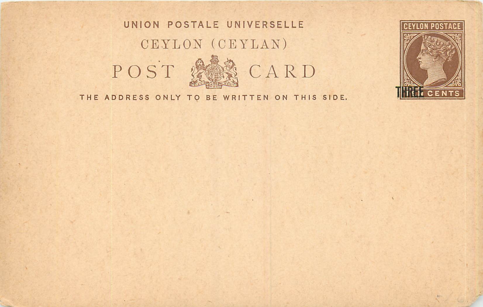 Entier Postal Stationary  Ceylon 3c