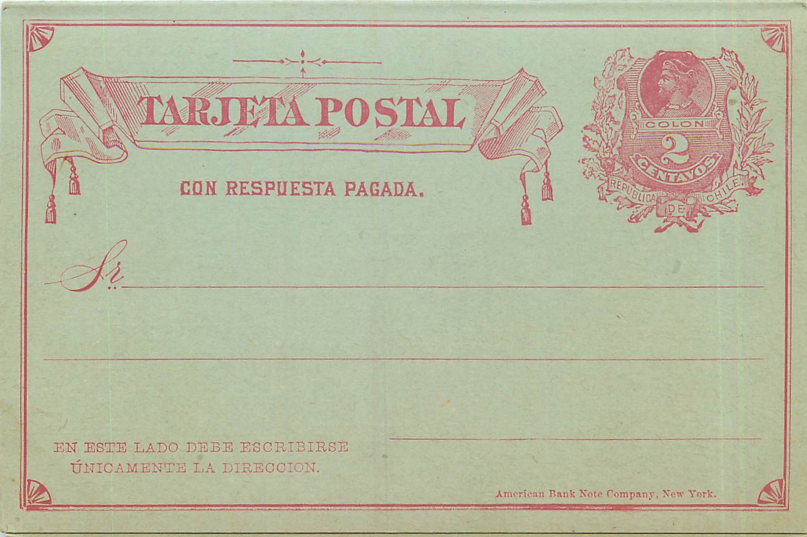 Entier Postal Stationary Chili Chile  2c with reply card
